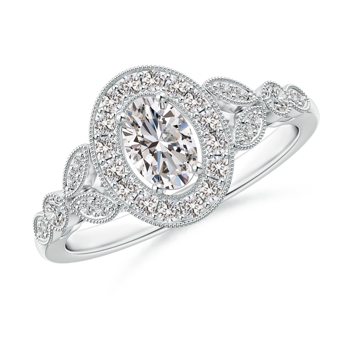 Vintage Inspired Oval Diamond Halo Engagement Ring