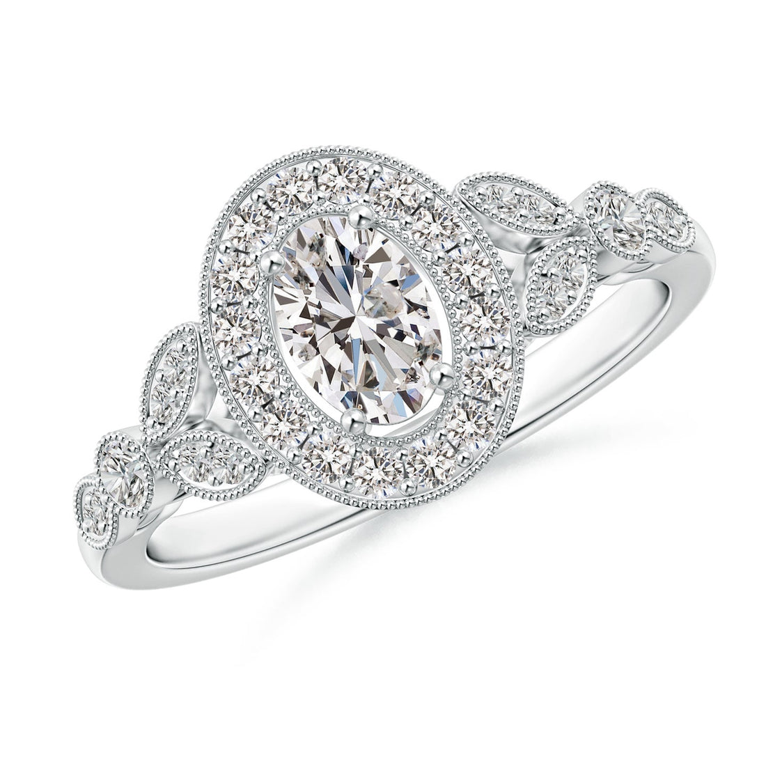 Vintage Inspired Oval Diamond Halo Engagement Ring