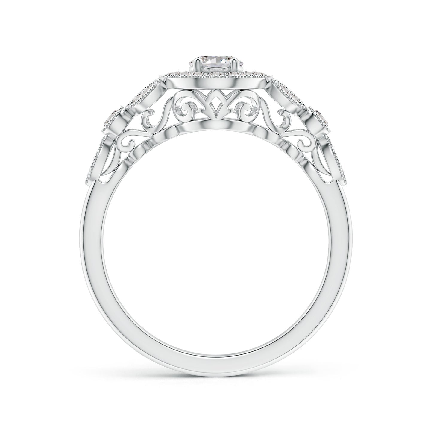 Vintage Inspired Oval Diamond Halo Engagement Ring