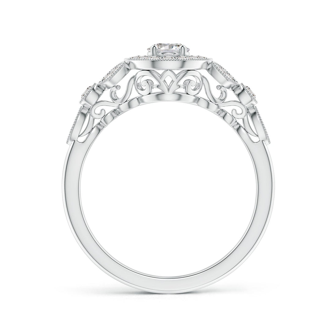 Vintage Inspired Oval Diamond Halo Engagement Ring