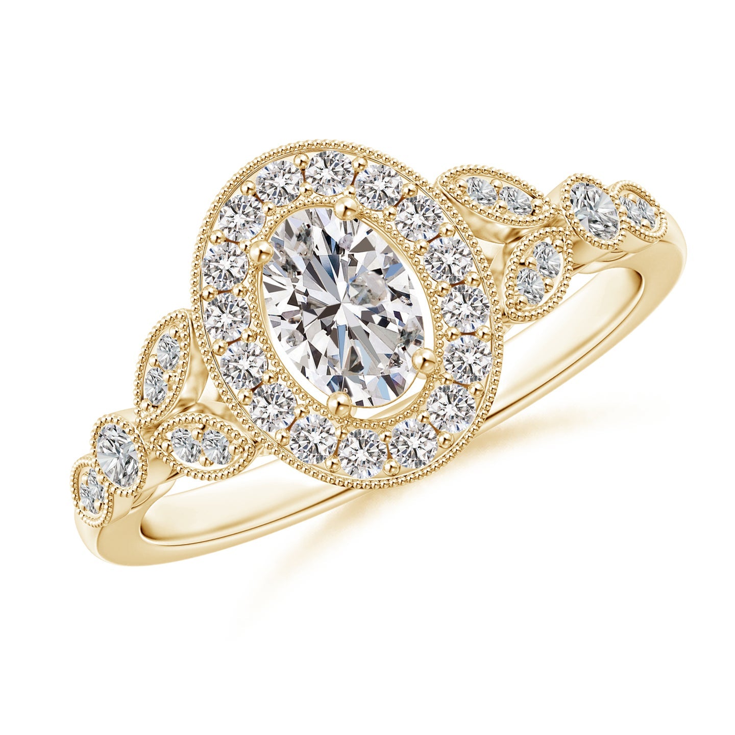 Vintage Inspired Oval Diamond Halo Engagement Ring