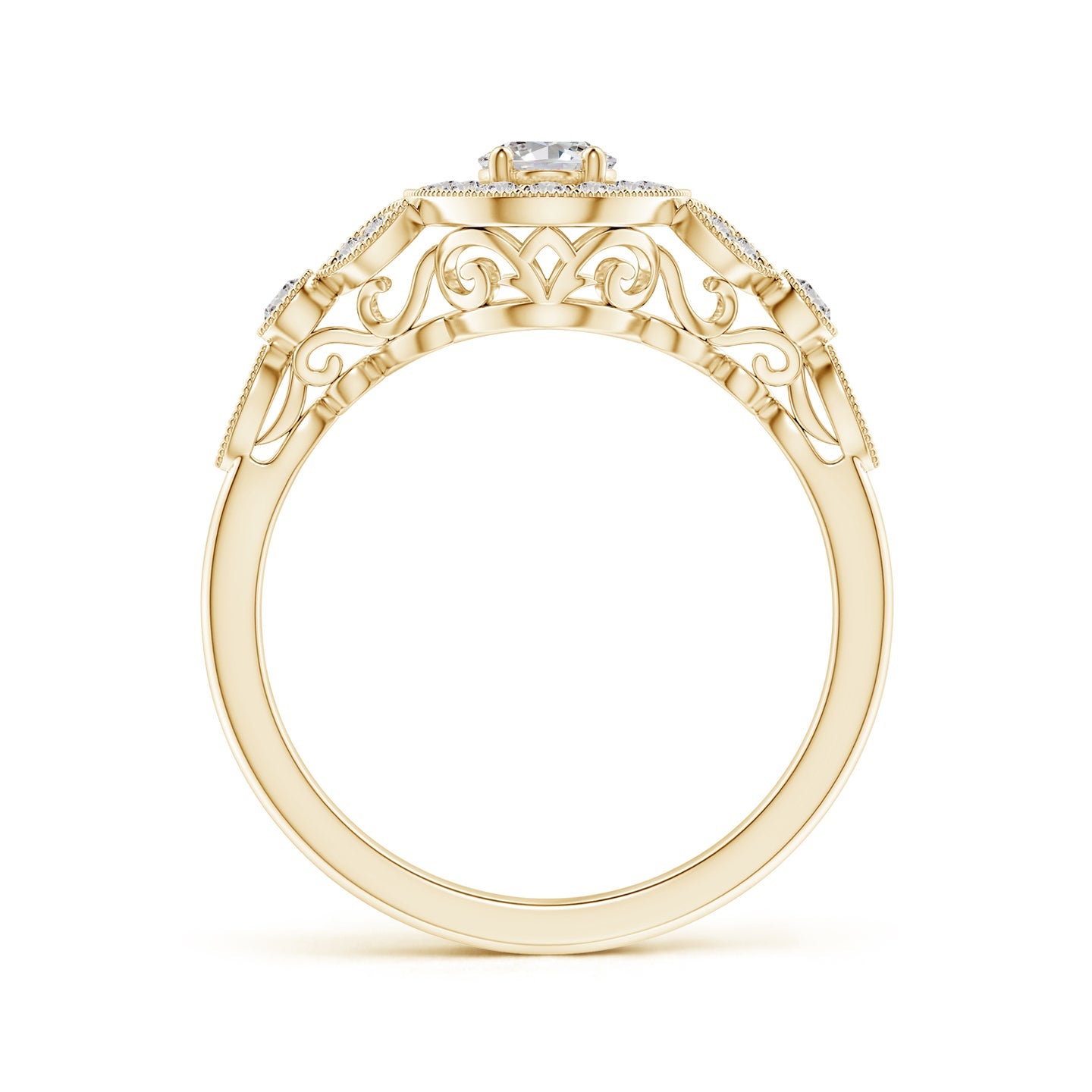 Vintage Inspired Oval Diamond Halo Engagement Ring