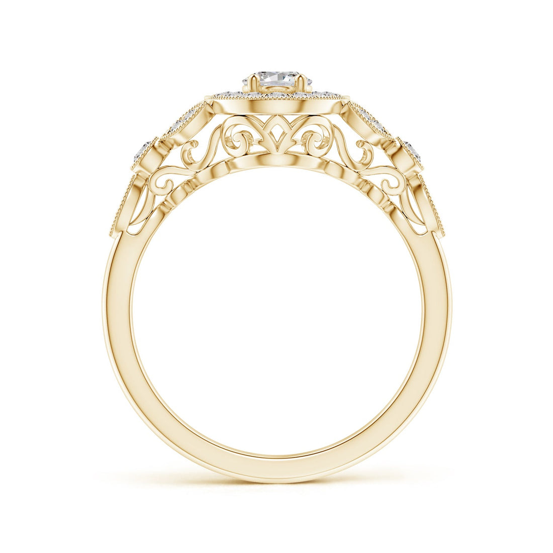 Vintage Inspired Oval Diamond Halo Engagement Ring