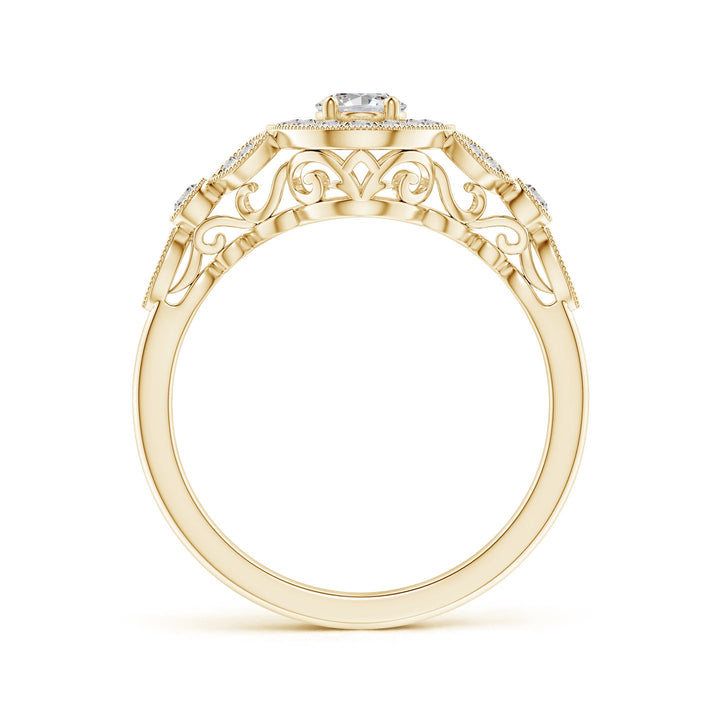 Vintage Inspired Oval Diamond Halo Engagement Ring
