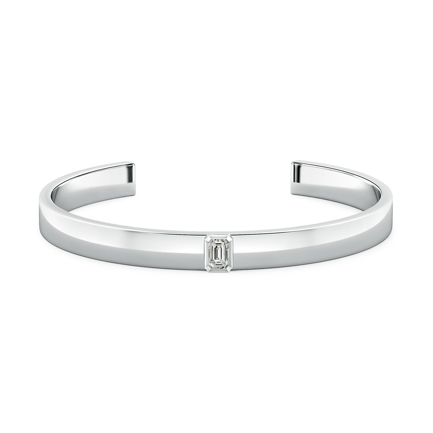 Emerald-Cut Diamond Men’s Cuff Bracelet