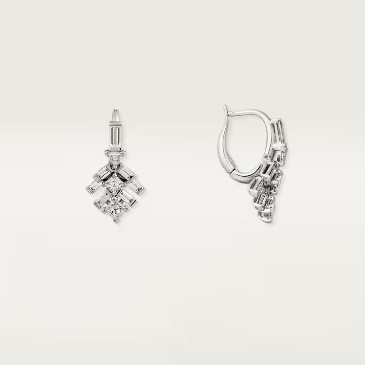 Celestial Baguette, Princess & Trillion Diamond Drop Earrings