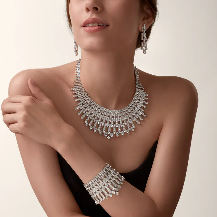 Celestial Geometric Diamond Drop Earrings