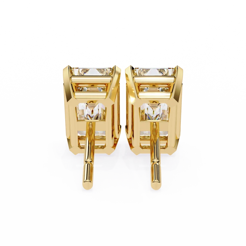 Emerald-Cut Diamond Solitaire Stud Earrings