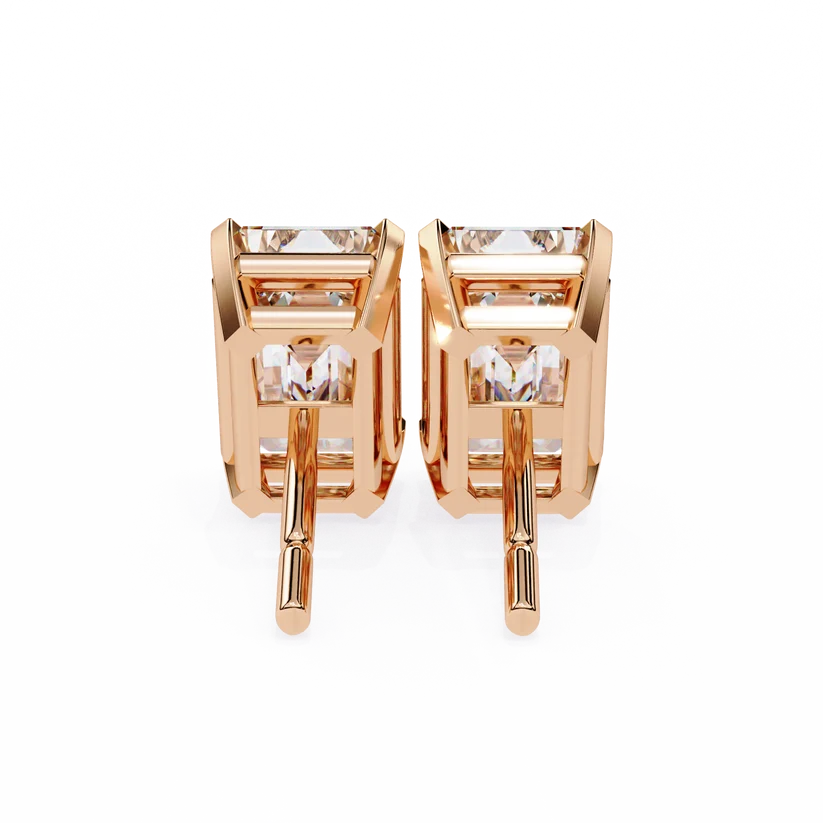 Emerald-Cut Diamond Solitaire Stud Earrings