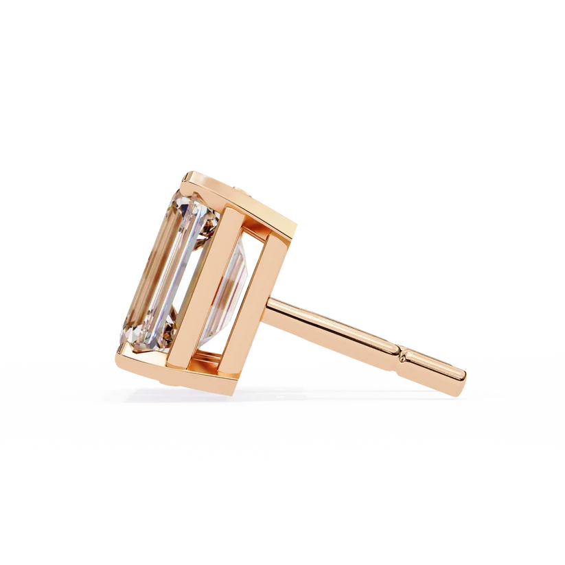 Emerald-Cut Diamond Solitaire Stud Earrings