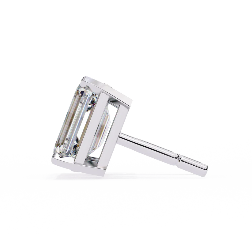 Emerald-Cut Diamond Solitaire Stud Earrings