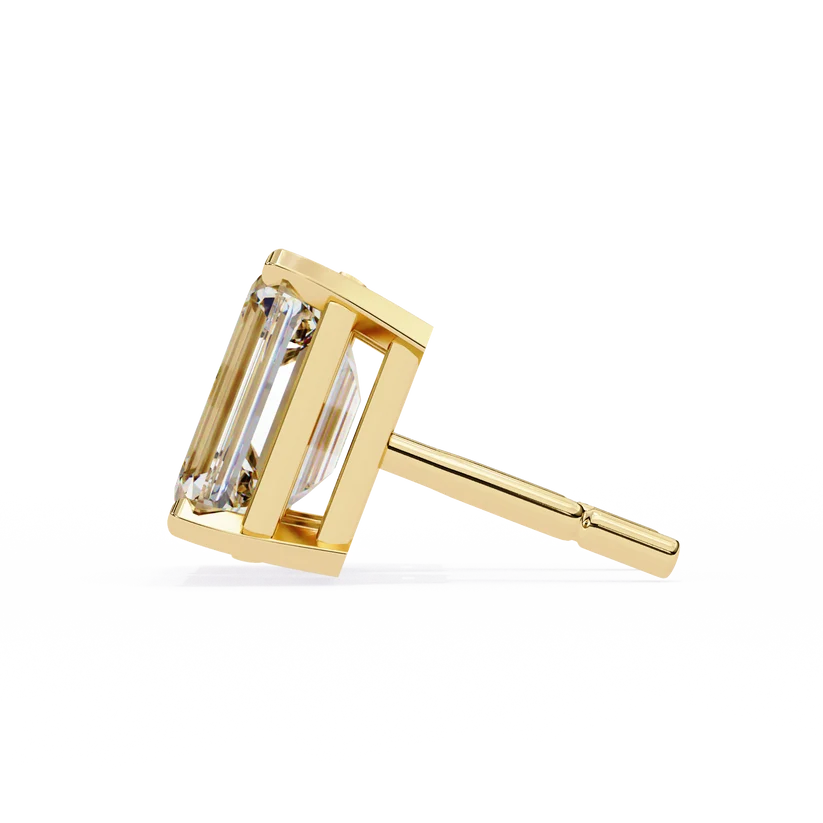 Emerald-Cut Diamond Solitaire Stud Earrings
