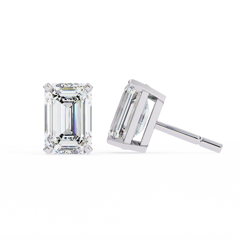 Emerald-Cut Diamond Solitaire Stud Earrings