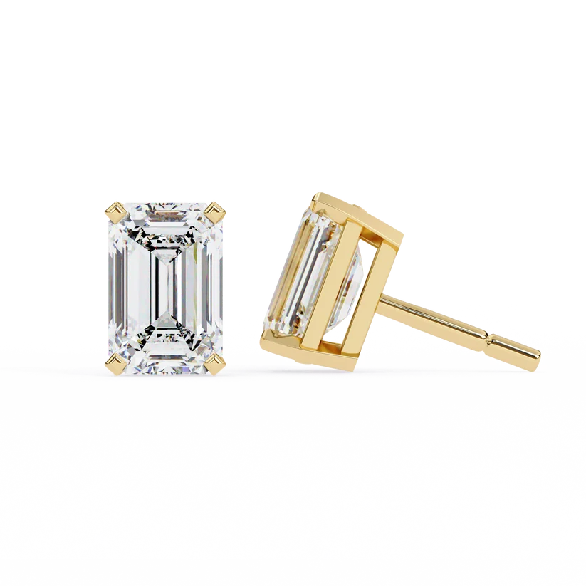 Emerald-Cut Diamond Solitaire Stud Earrings