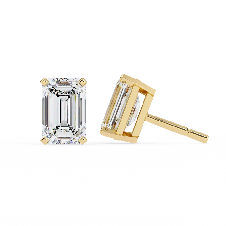 Emerald-Cut Diamond Solitaire Stud Earrings