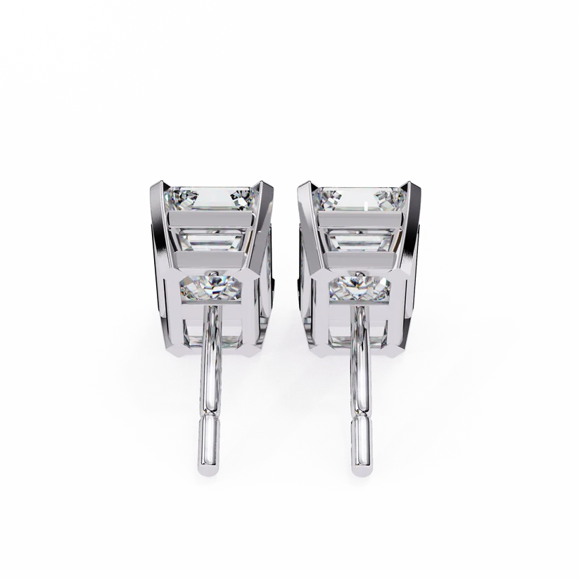 Emerald-Cut Diamond Solitaire Stud Earrings