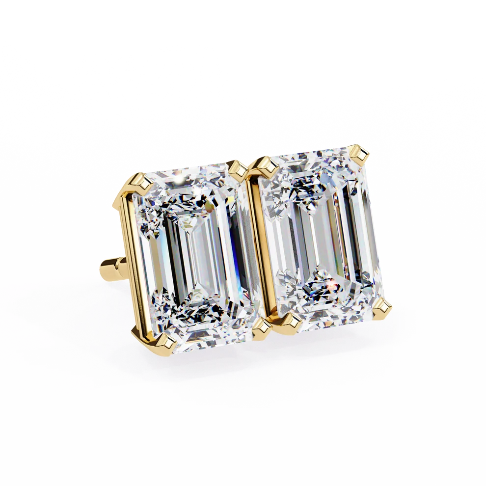 Emerald-Cut Diamond Solitaire Stud Earrings