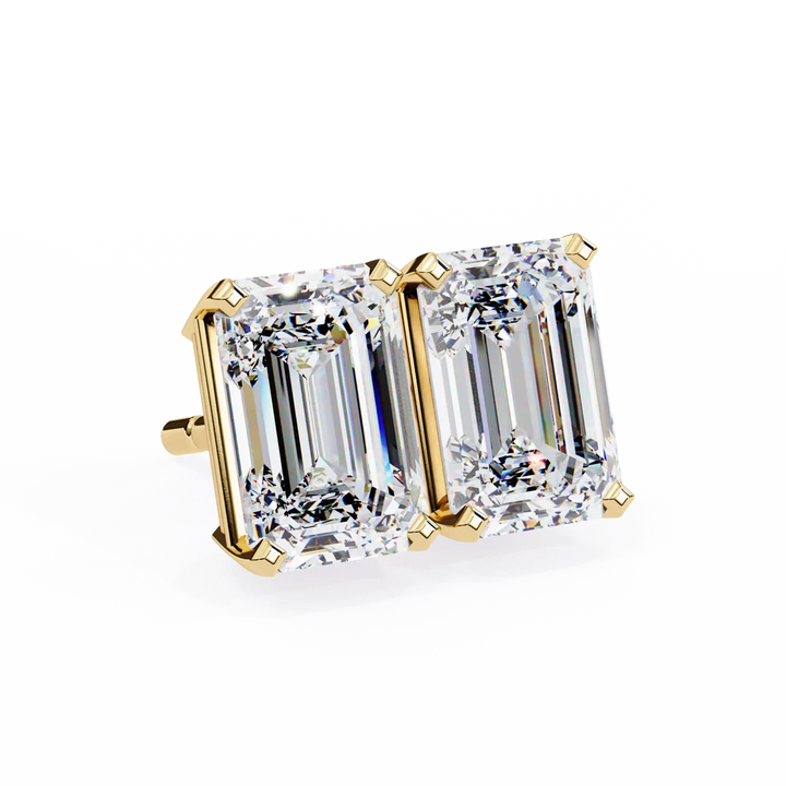 Emerald-Cut Diamond Solitaire Stud Earrings