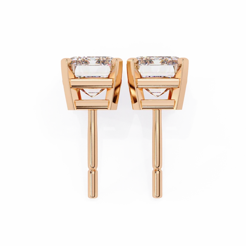 Emerald-Cut Diamond Solitaire Stud Earrings