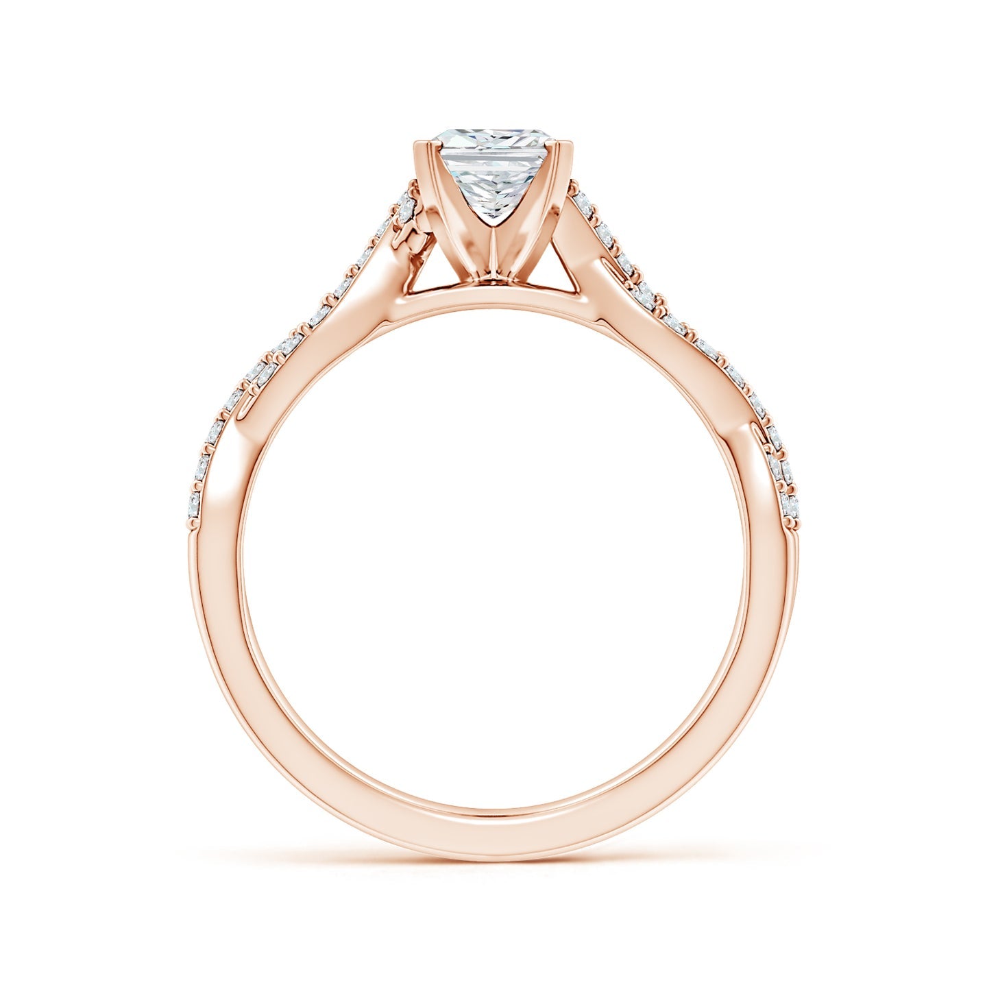 Radiant Cut Lab Grown Diamond Twisted Pavé Engagement & Wedding Ring