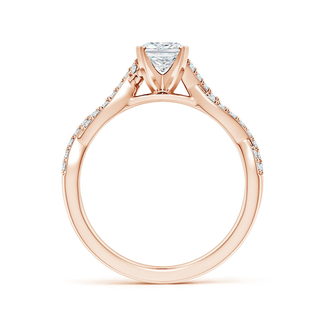Radiant Cut Lab Grown Diamond Twisted Pavé Engagement & Wedding Ring