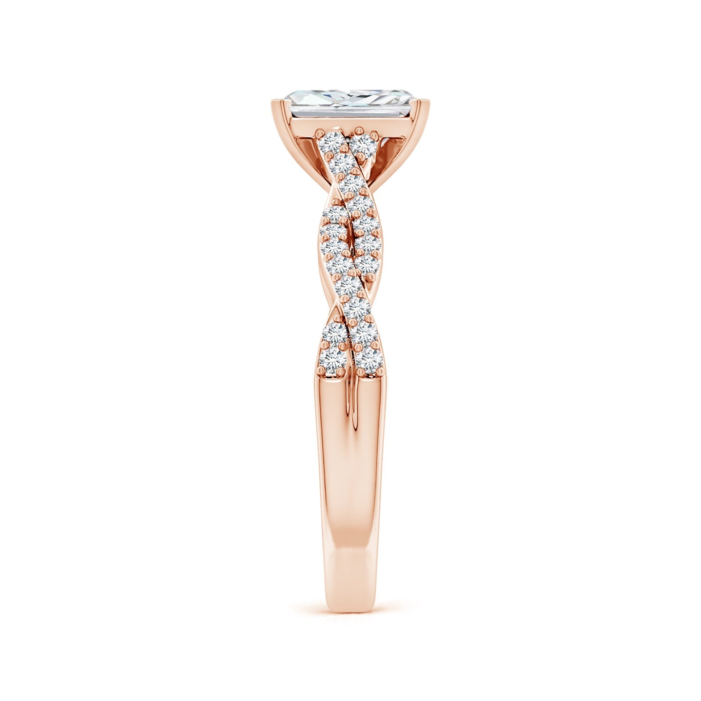 Radiant Cut Lab Grown Diamond Twisted Pavé Engagement & Wedding Ring