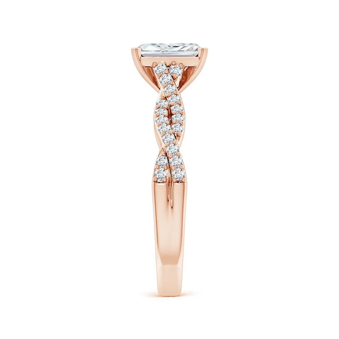 Radiant Cut Lab Grown Diamond Twisted Pavé Engagement & Wedding Ring