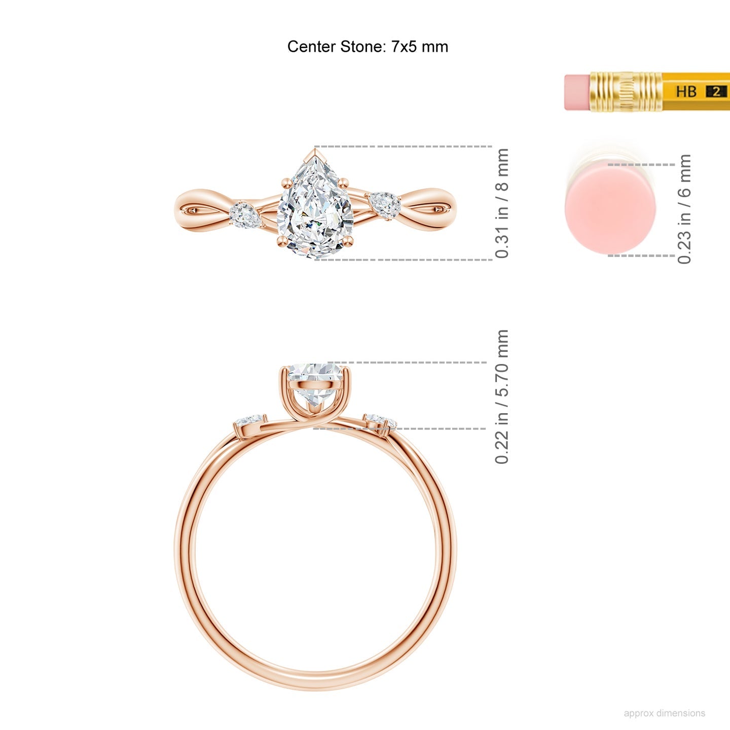 Three-Stone Pear Lab Grown Diamond Twisted Shank Engagement & Wedding Ring
