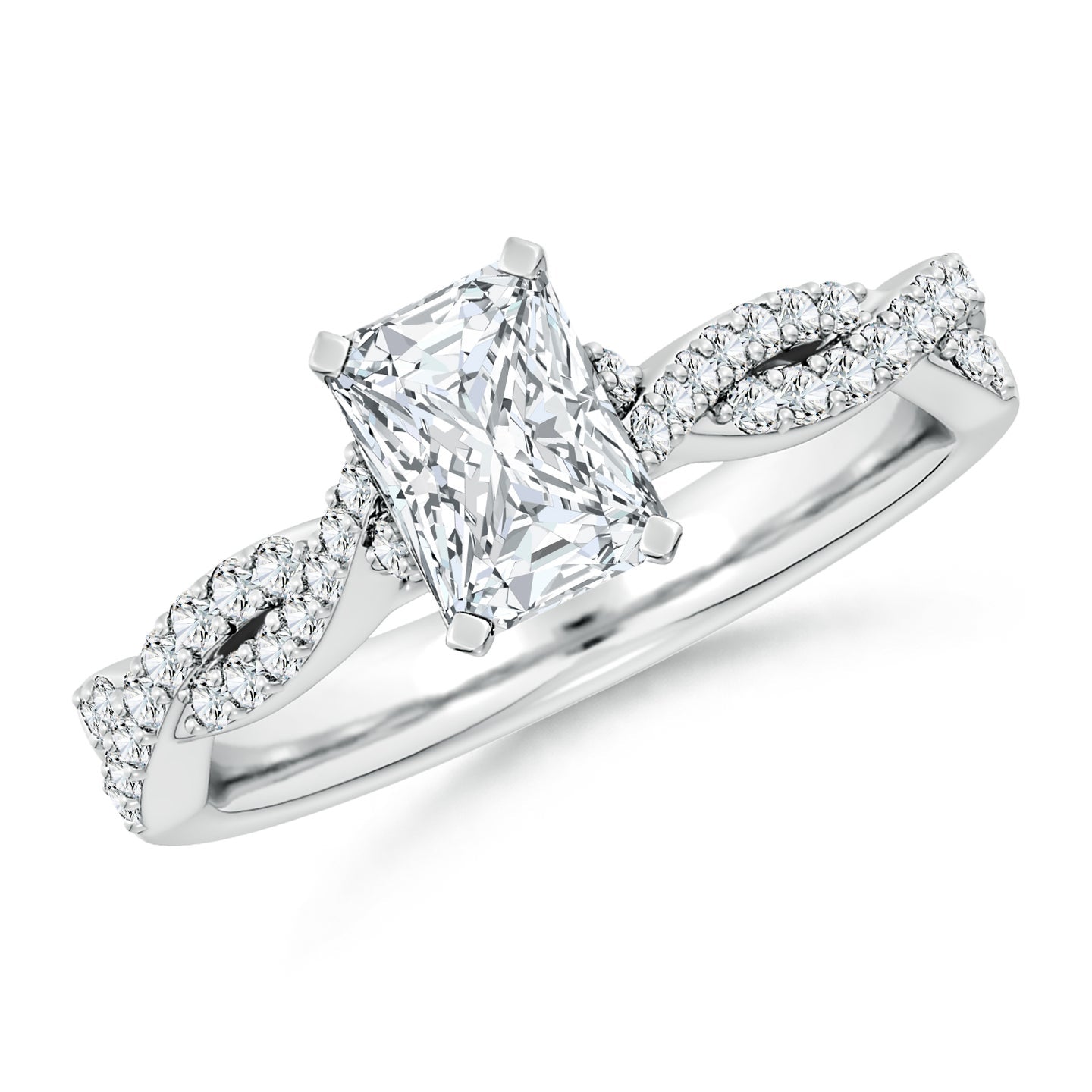 Radiant Cut Lab Grown Diamond Twisted Pavé Engagement & Wedding Ring
