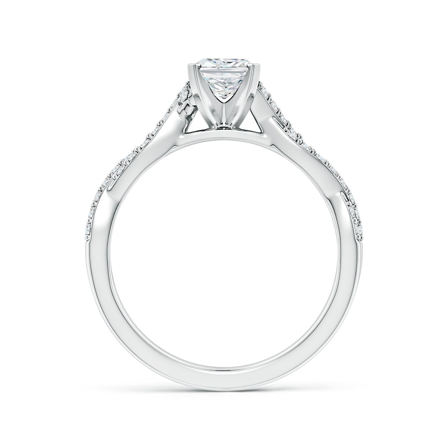 Radiant Cut Lab Grown Diamond Twisted Pavé Engagement & Wedding Ring