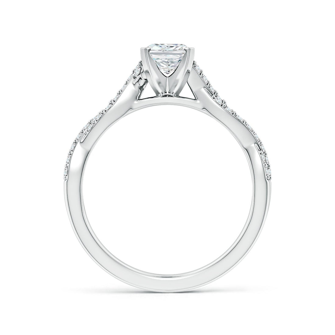Radiant Cut Lab Grown Diamond Twisted Pavé Engagement & Wedding Ring