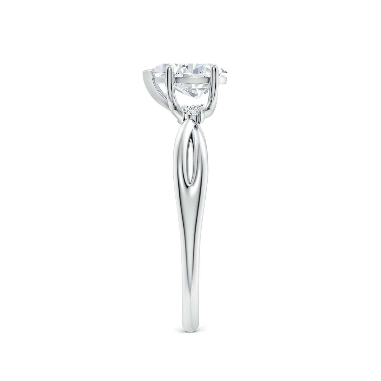 Three-Stone Pear Lab Grown Diamond Twisted Shank Engagement & Wedding Ring
