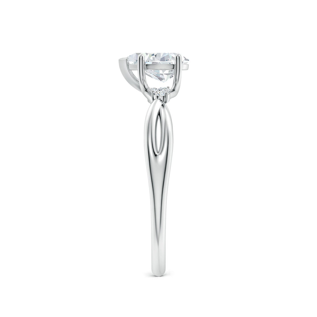 Three-Stone Pear Lab Grown Diamond Twisted Shank Engagement & Wedding Ring