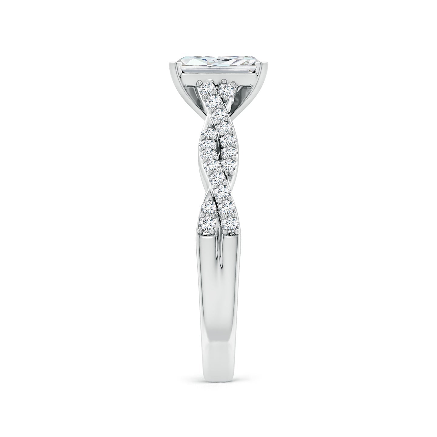 Radiant Cut Lab Grown Diamond Twisted Pavé Engagement & Wedding Ring