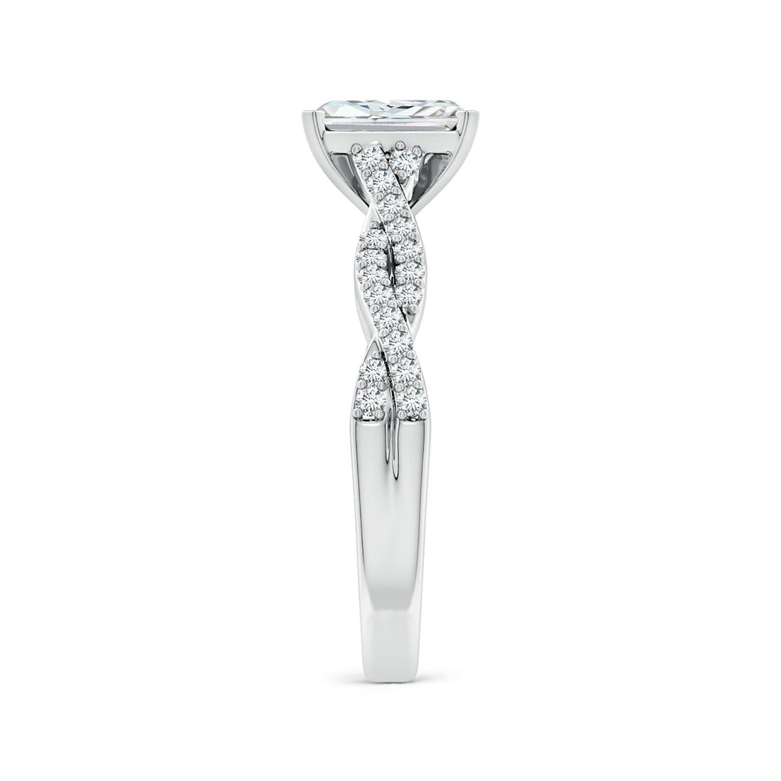 Radiant Cut Lab Grown Diamond Twisted Pavé Engagement & Wedding Ring