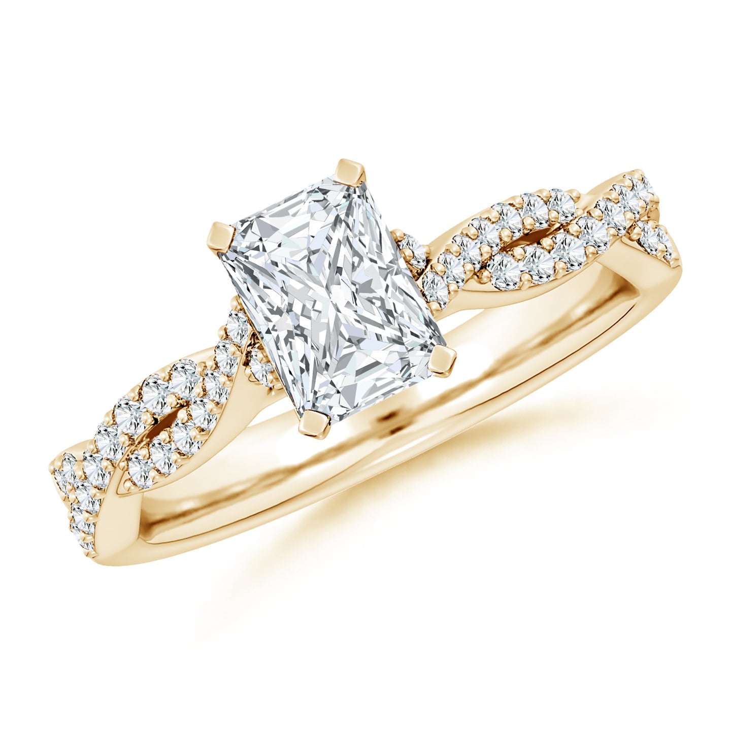 Radiant Cut Lab Grown Diamond Twisted Pavé Engagement & Wedding Ring