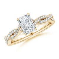 Radiant Cut Lab Grown Diamond Twisted Pavé Engagement & Wedding Ring