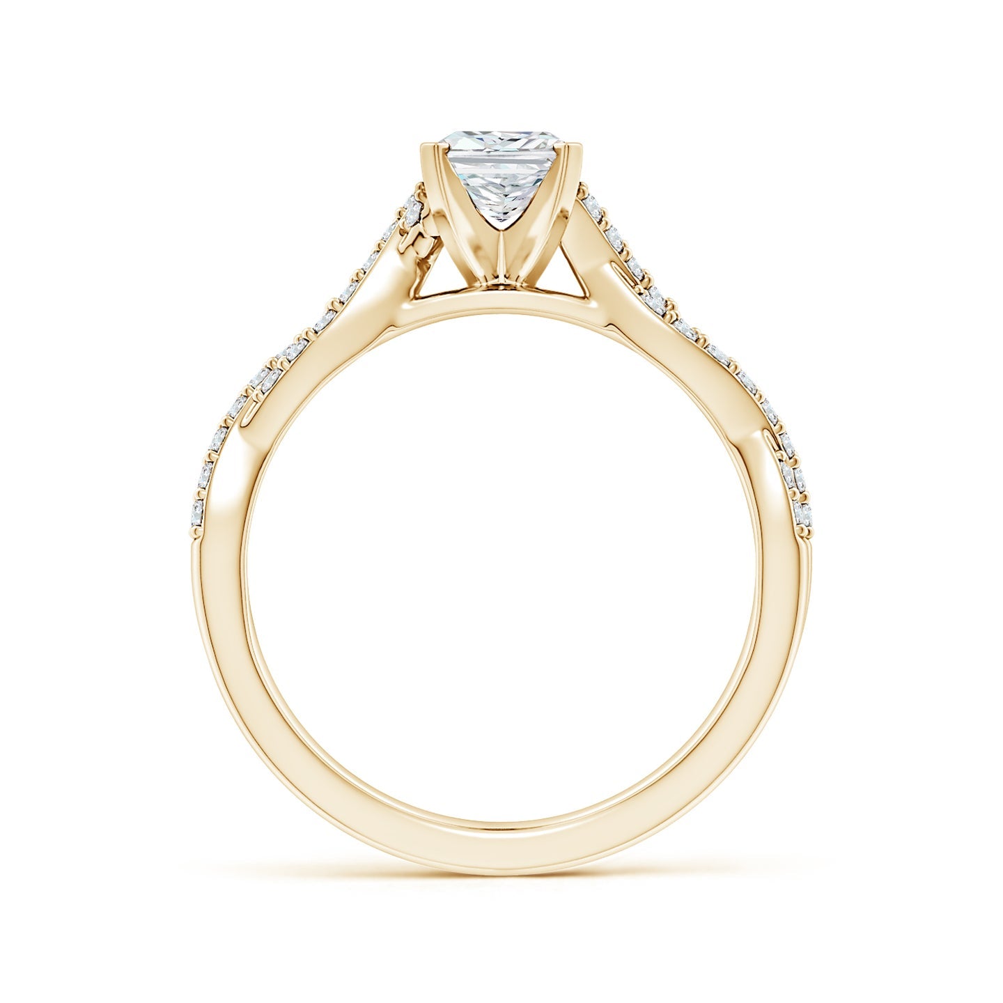 Radiant Cut Lab Grown Diamond Twisted Pavé Engagement & Wedding Ring