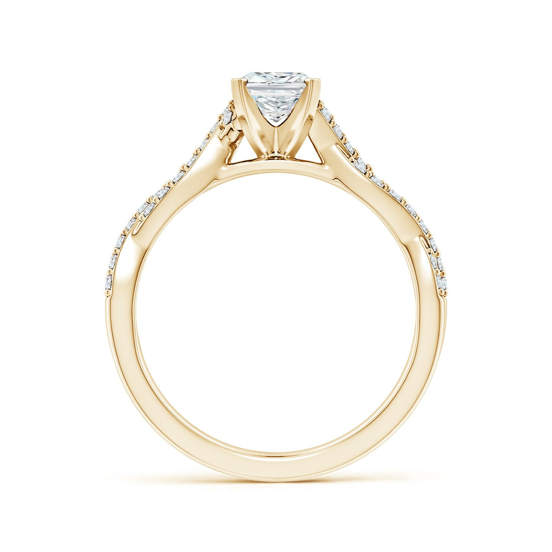 Radiant Cut Lab Grown Diamond Twisted Pavé Engagement & Wedding Ring