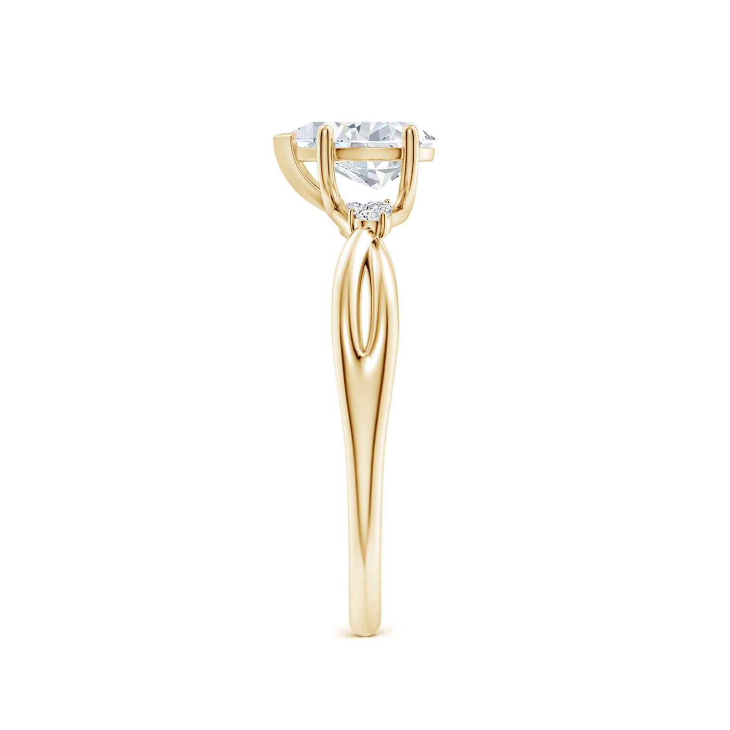 Three-Stone Pear Lab Grown Diamond Twisted Shank Engagement & Wedding Ring