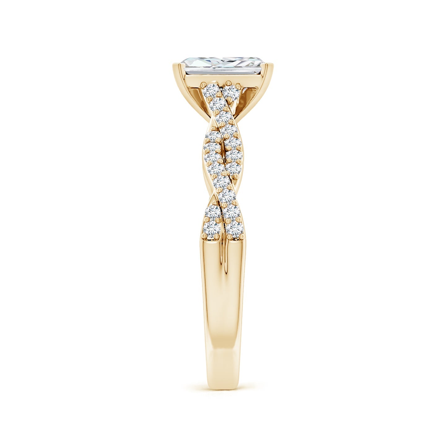 Radiant Cut Lab Grown Diamond Twisted Pavé Engagement & Wedding Ring