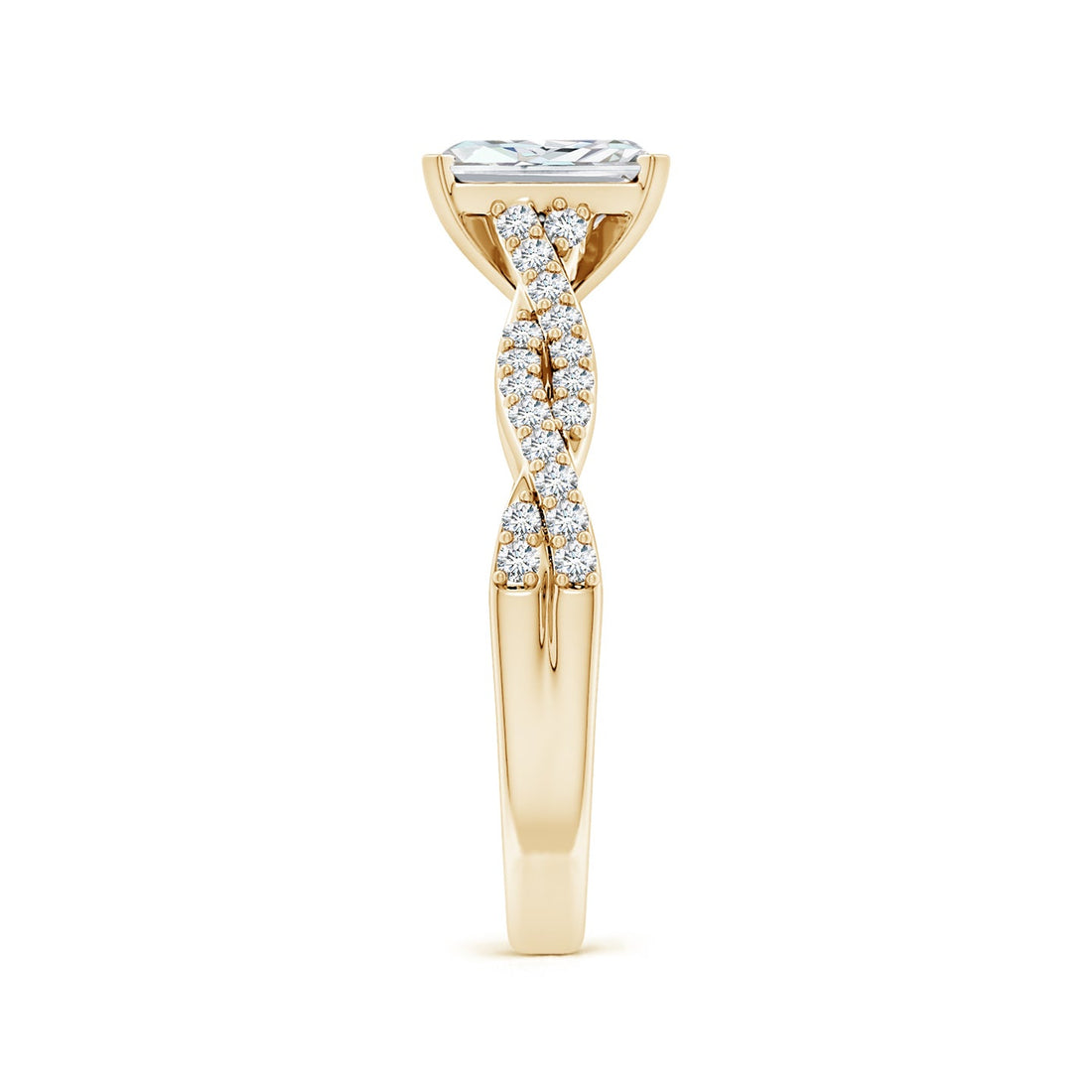Radiant Cut Lab Grown Diamond Twisted Pavé Engagement & Wedding Ring