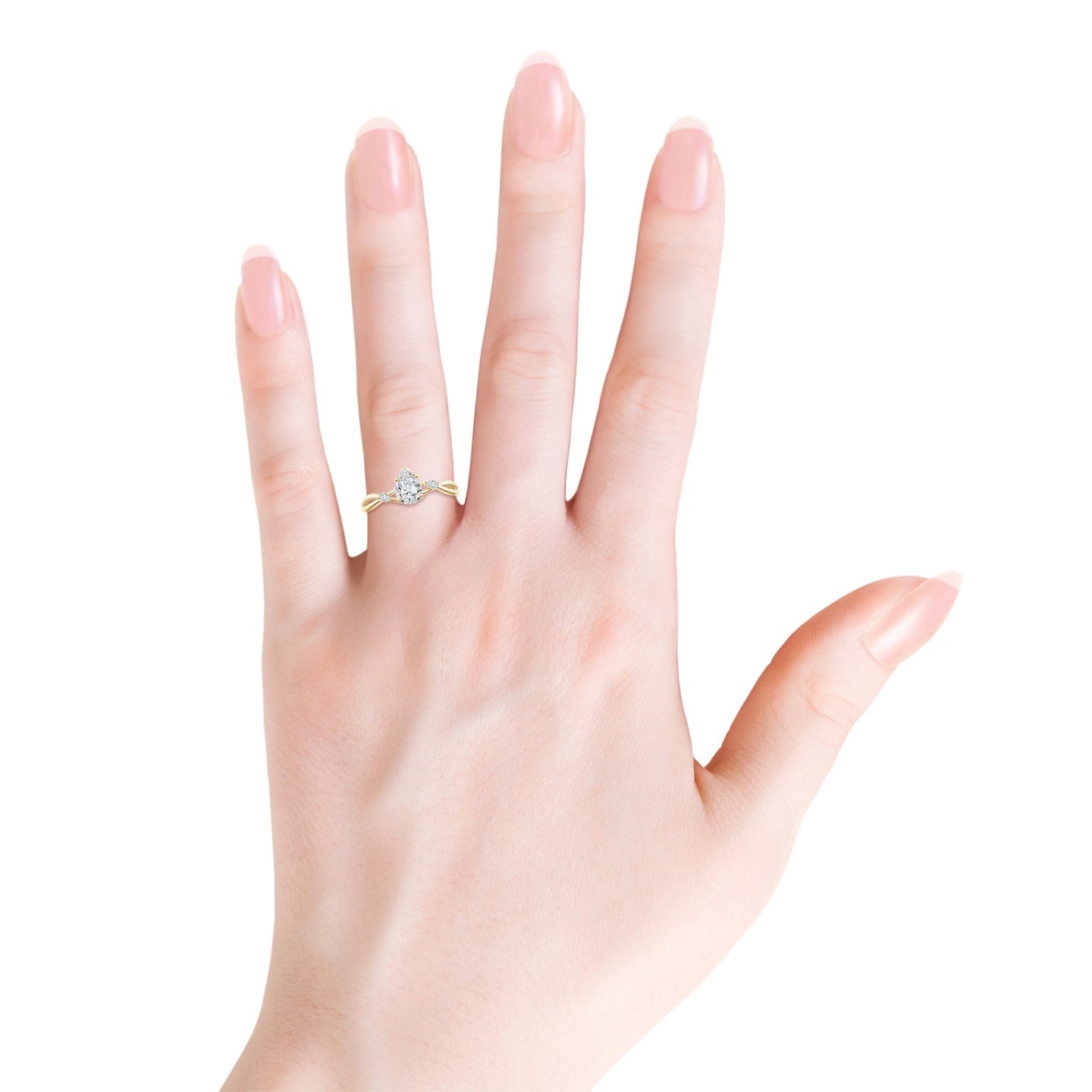 Three-Stone Pear Lab Grown Diamond Twisted Shank Engagement & Wedding Ring
