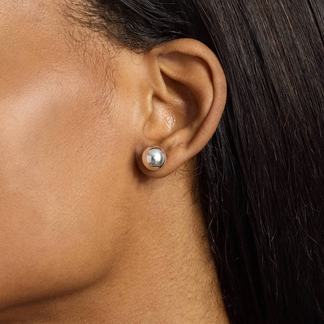 Luna Classic Ball Stud Earrings White & Rose Gold