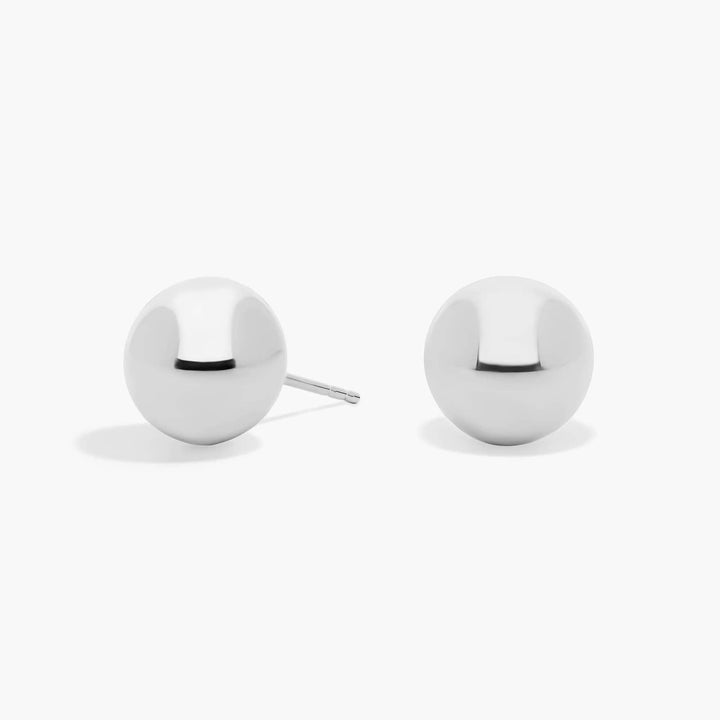 Luna Classic Ball Stud Earrings White & Rose Gold