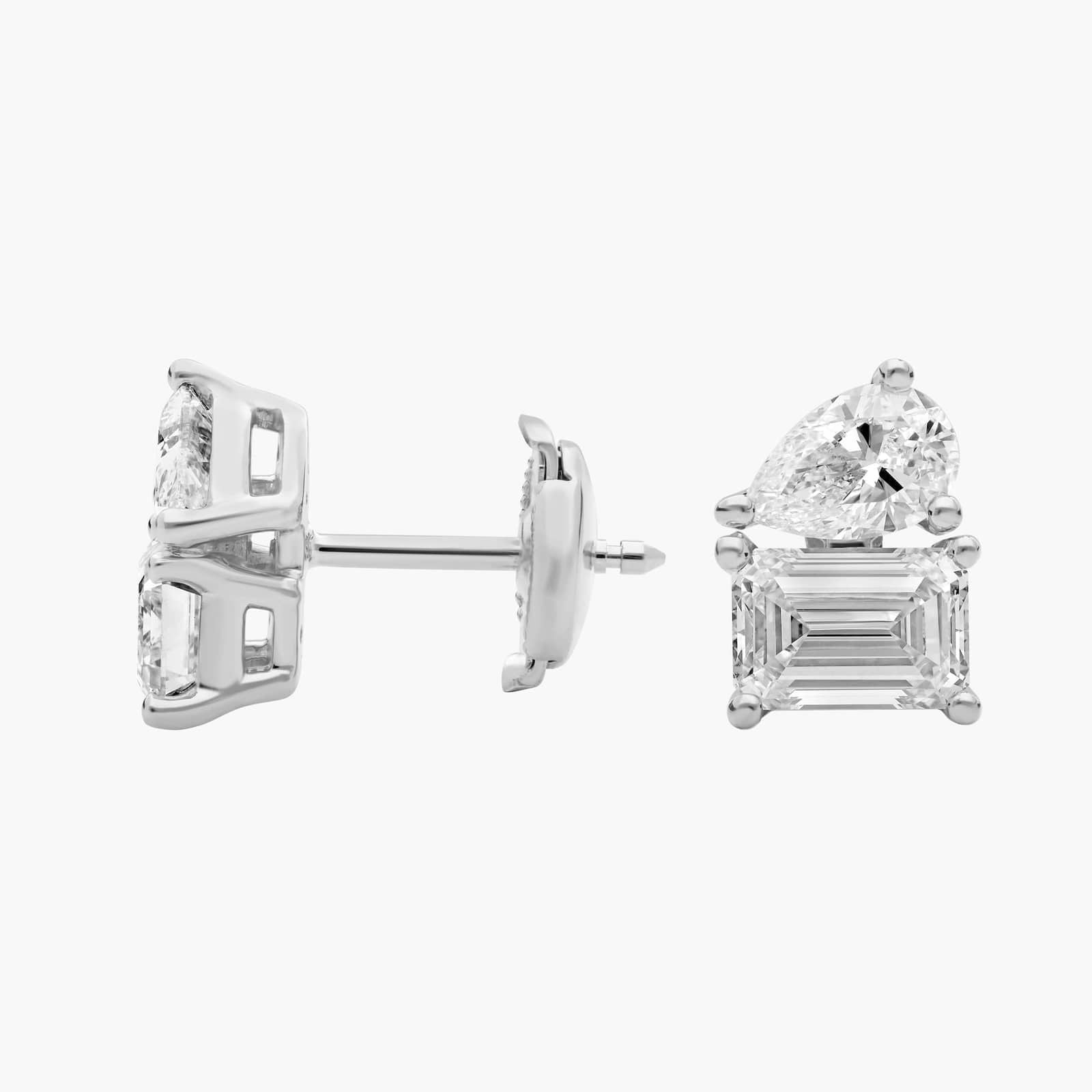 Lab Grown Diamond Two Stone Stud Earrings in White Gold