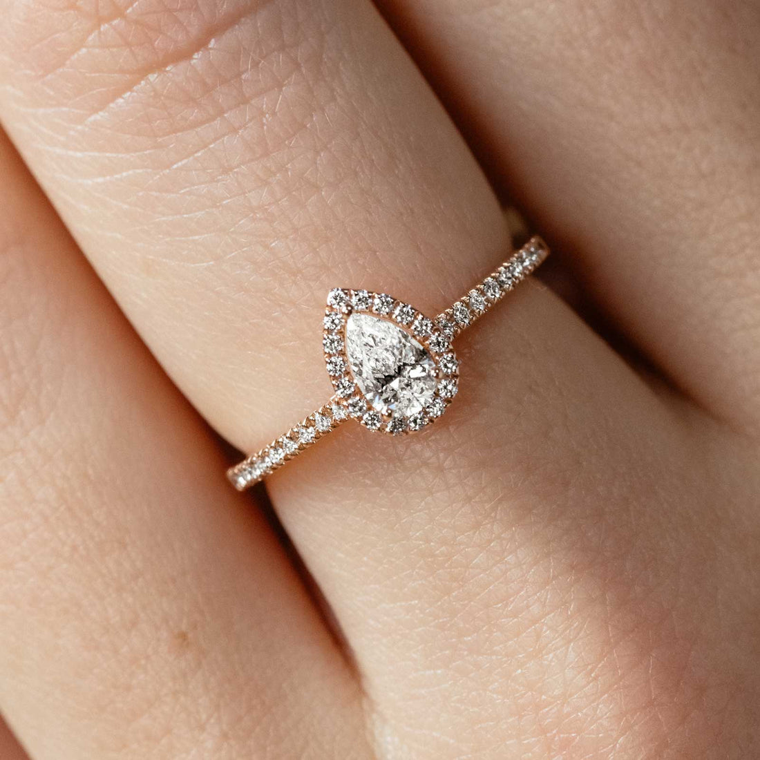Retro Baby Ring with Paved Pear
