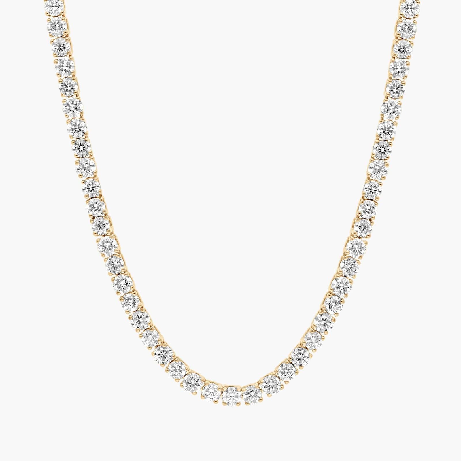 Straight Lab-Grown Diamond Tennis Necklace In Yellow & White Gold
