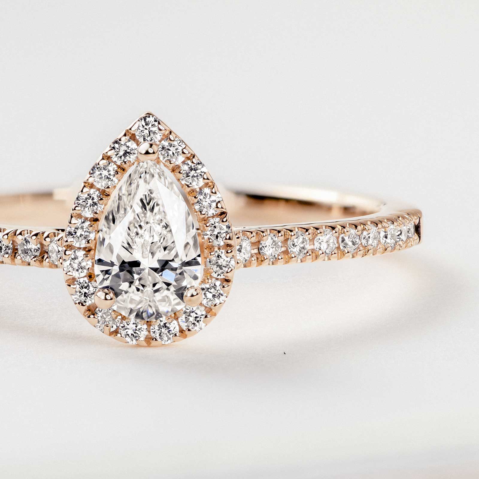 Retro Baby Ring with Paved Pear