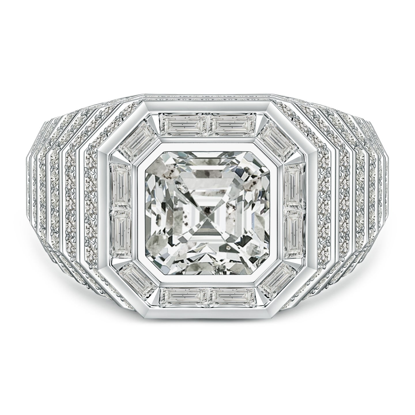 Asscher-Cut Diamond Men's Cocktail Ring